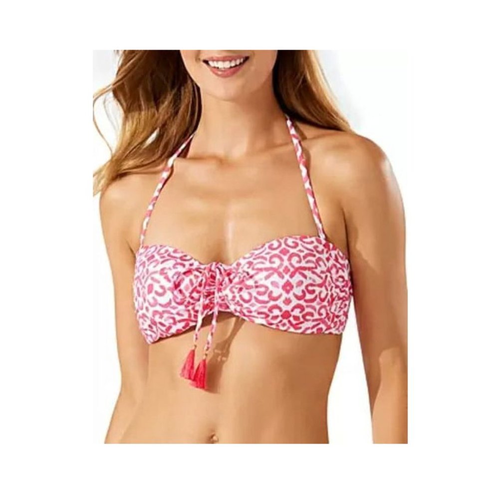 Tommy Bahama CORAL COAS Scrolls Tie Front Bandeau Bikini Swim Top